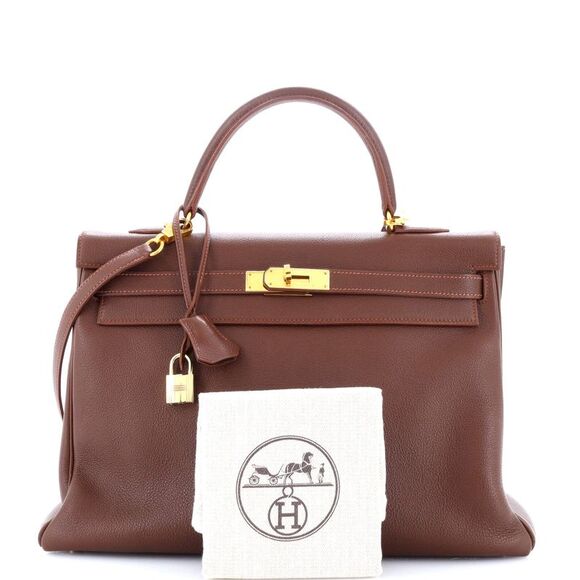 Hermes Kelly Handbag Marron D’Inde Togo with Gold Hardware 35 Brown - Picture 2 of 8